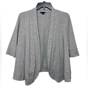 Theory Women Open Front 3/4 Sleeve Cardigan Sweater Top in Heathered Gray S/P